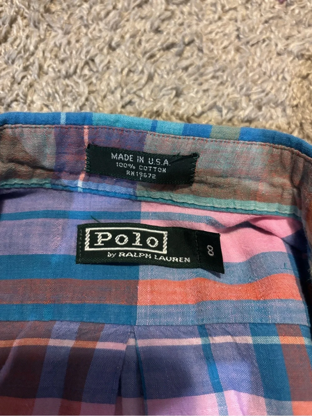 Vintage Ralph Lauren Multicolor Plaid Button-Down Shirt - Teal/Blue/Coral